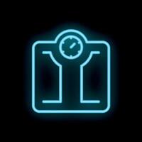 Neon bathroom scale glowing on black background vector