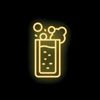 Neon sign of a glass of beer with foam on black background vector