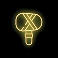 Neon microphone icon glowing on dark background vector