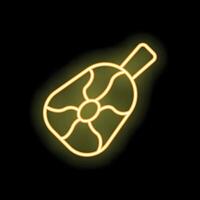 Neon icon of a bottle of perfume glowing on black background vector