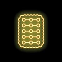 Glowing neon icon of a cracker with holes on a black background vector