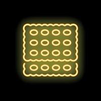 Yellow neon sign of crackers on a black background vector