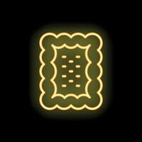 Square cookie glowing neon sign on black background vector