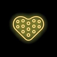 Neon heart shape shining on black background vector