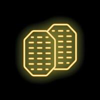 Neon sign showing two square shaped waffles with grid pattern vector