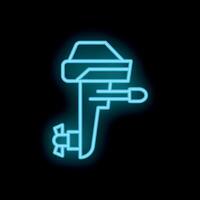 Neon icon of boat motor shining on black background vector