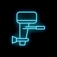 Glowing neon icon of outboard boat motor for dark background design vector