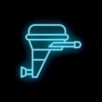 Neon icon of boat engine shining on black background vector