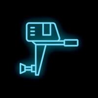 Neon outboard motor shining on black background vector