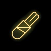 Yellow neon fluorescent lamp glowing on dark background vector
