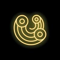Neon yellow abstract circular shape on black background vector