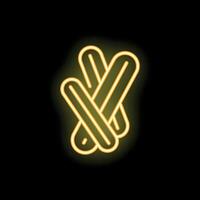 Neon icon of three ski glowing on dark background vector