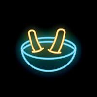 Neon sign showing bowl with chopsticks and asian food vector