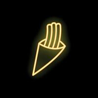 Neon sign representing churros in a paper cone with black background vector