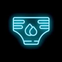 Neon diaper icon glowing on dark background vector