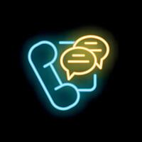 Neon sign of phone with speech bubbles representing communication vector