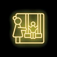 Mother visiting son separated by bars in jail neon sign vector