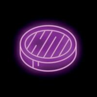 Neon icon of grilled steak for restaurant menu design vector