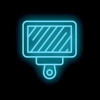 Blue neon sign icon of a cutting board hanging in a kitchen vector