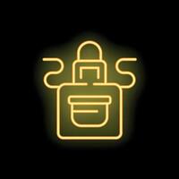 Neon yellow apron with pocket glowing on black background vector
