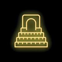 Neon sign representing a stage with stairs leading to a doorway vector