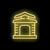 Neon sign representing a small stone house with arched doorway vector