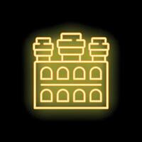 Glowing neon icon of a medieval castle with towers on black background vector