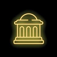 Neon yellow government building icon on black background vector