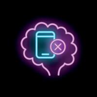 Neon sign representing brain resting from smartphone digital detox vector