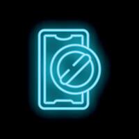 Neon icon of smartphone with blocked access displaying in blue light vector