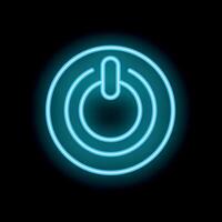 Neon power button shining on black background vector