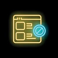 Neon icon of website being blocked by censorhip vector