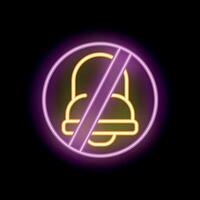 Neon sign showing bell with slash denoting silence on black background vector