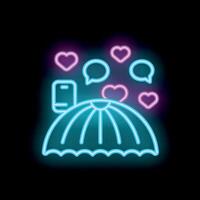 Neon icon representing online dating with hearts and speech bubbles vector