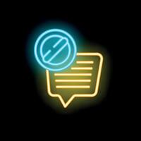 Neon sign showing forbidden message icon on dark background vector
