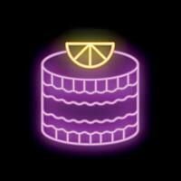 Neon sign of cake with lemon slice on top vector