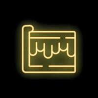 Neon yellow open paint bucket dripping on black background vector