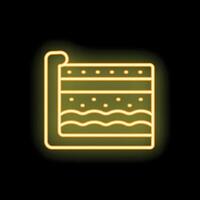 Glowing neon yellow icon of different soil layers vector