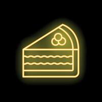 Neon sign showing slice of cake with berries on top vector
