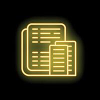 Neon icon of documents for business and finance vector