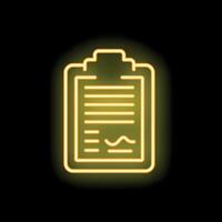 Neon clipboard icon glowing on dark background vector