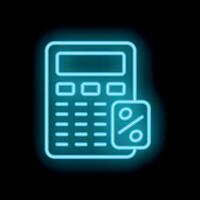Calculator showing percentage symbol in neon light style vector