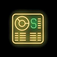 Neon icon of financial report with currency symbol and data table vector