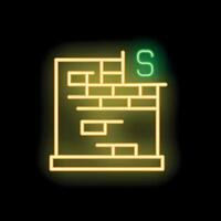 Neon sign representing a building being constructed with dollar currency symbol above vector