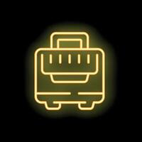 Glowing neon icon of a toolbox for repairing and maintaining on black background vector