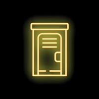 Glowing neon icon of a mobile toilet on a black background vector