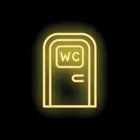 Glowing neon wc sign indicating public toilet location vector