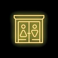 Yellow neon sign public toilet wc door icon vector