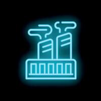 Neon style icon of factory emitting smoke pollution vector