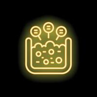 Neon sign of sensors analyzing water pollution level with digital interface panel vector